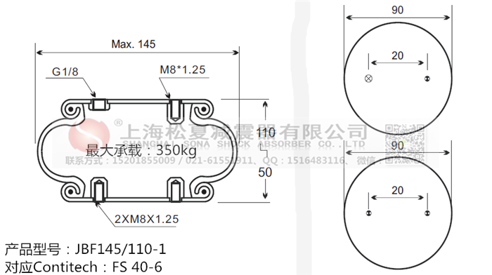 JBF145/110-1橡膠<a href='http://www.gigasetdigital.com/' target='_blank'><u>空氣彈簧</u></a>