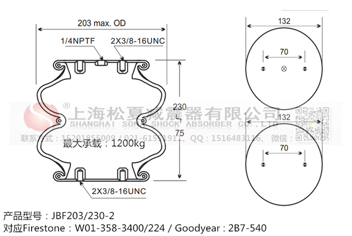JBF203/230-2橡膠<a href='http://www.gigasetdigital.com/' target='_blank'><u>空氣彈簧</u></a>