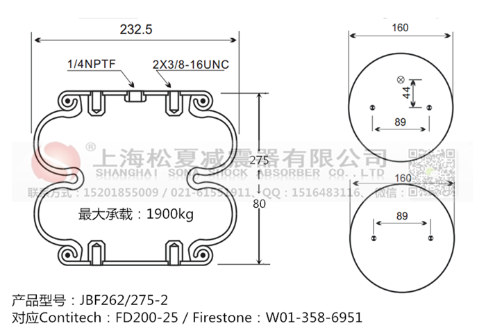 JBF262/275-2橡膠<a href='http://www.gigasetdigital.com/' target='_blank'><u>空氣彈簧</u></a>