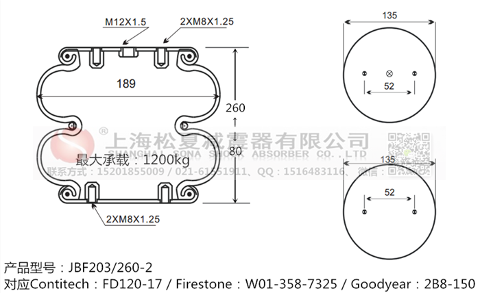 JBF203/260-2橡膠<a href='http://www.gigasetdigital.com/' target='_blank'><u>空氣彈簧</u></a>